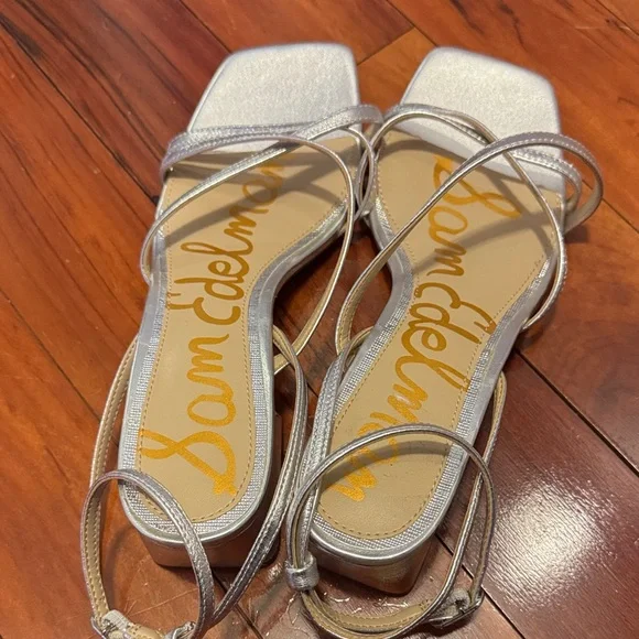 Sam Edelman Silver Block Heel Sandals - Picture 9 of 10